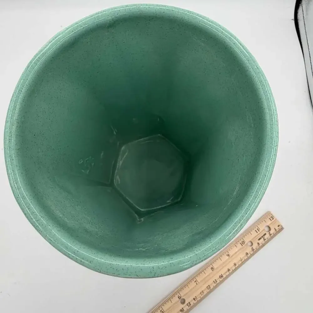 vintage Pfaltzgraff hexagon-shaped ceramic planter vase Speckled Aqua Green